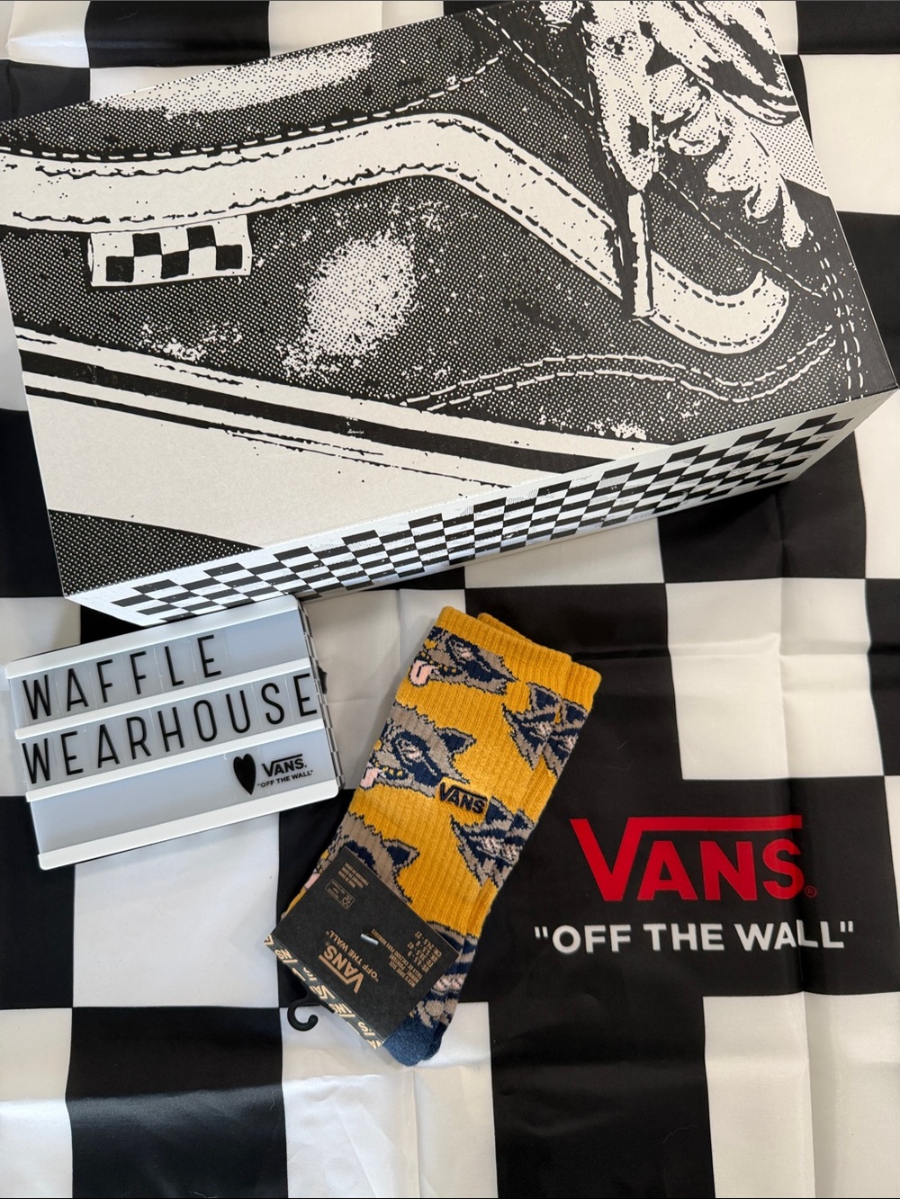 Vans Yellow & Navy Raccoon Crew Socks